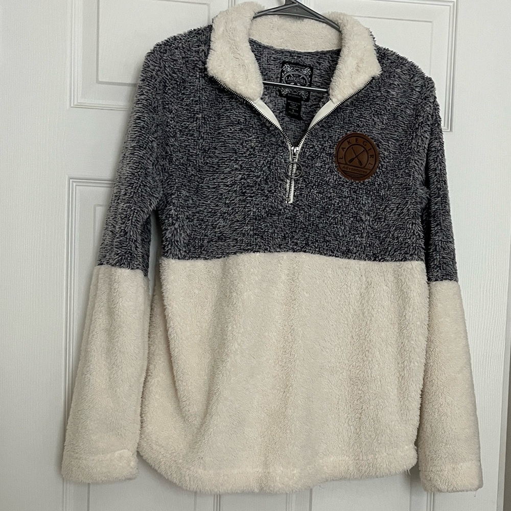 Chic Gray and Cream Women's Turtleneck Sweater
